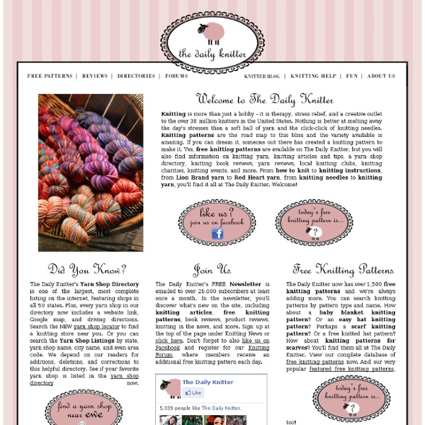 Knitting, Free Knitting Patterns, Knitting Yarn, Knitting ...