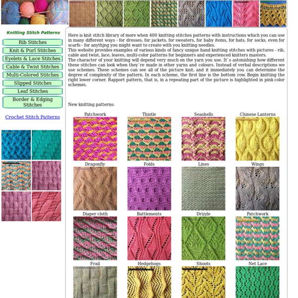 Knitting Stitch Patterns - Free knitting stitch library