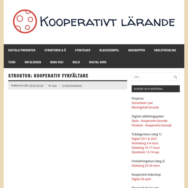 Struktur: Kooperativ fyrfältare – Kooperativt lärande