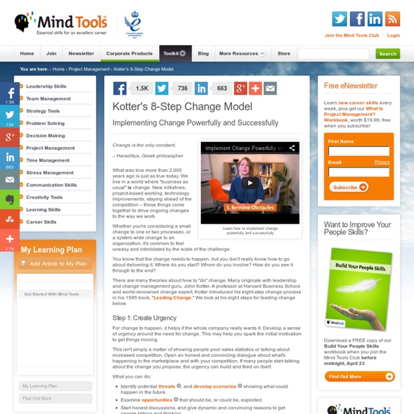 Kotter's 8-Step Change Model - Change Management Training from MindTools