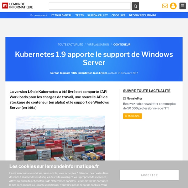 Kubernetes 1.9 apporte le support de Windows Server