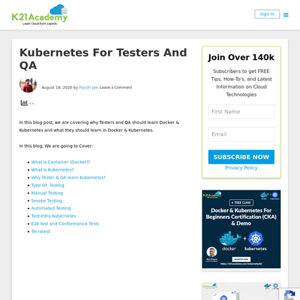 Kubernetes For Testers and QA