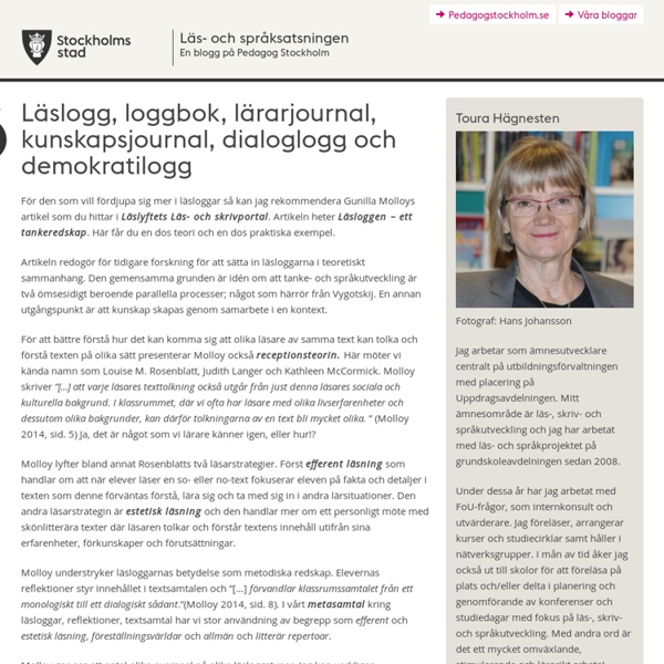 Läslogg, loggbok, lärarjournal, kunskapsjournal, dialoglogg och demokratilogg