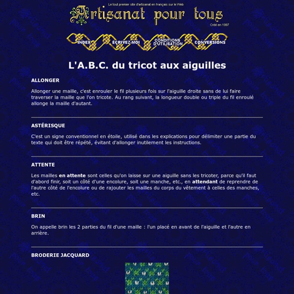 L'A.B.C. du tricot aux aiguilles - Artisanat pour tous