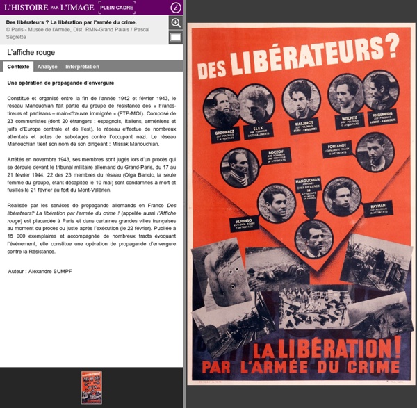 1) Observe l'affiche rouge (clique dessus) et lis les articles liés