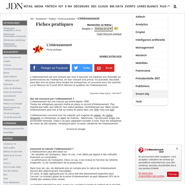 Lintéressement - Fiche pratique