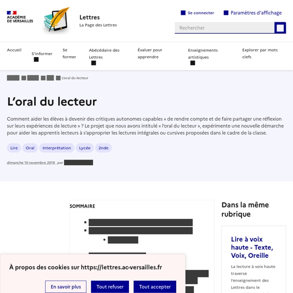 L'oral du lecteur