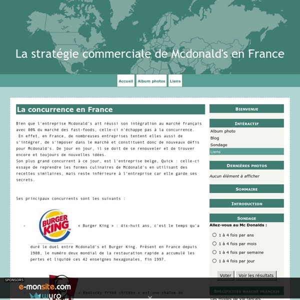 La concurrence en France - La stratégie commerciale de Mcdonald's en France