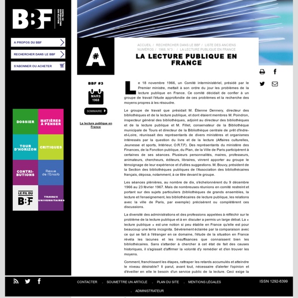 BBF : La lecture publique en France