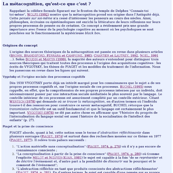 La métacognition, qu'est-ce que c'est ?