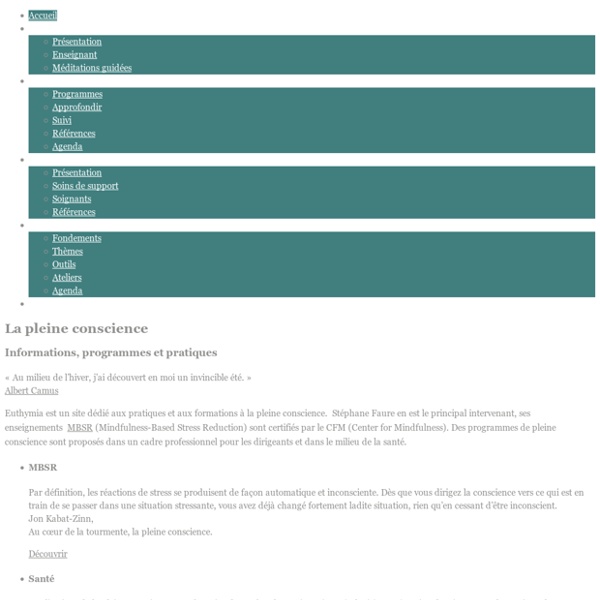 Euthymia : Pleine conscience, Mindfulness, MBSR, gestion du stress