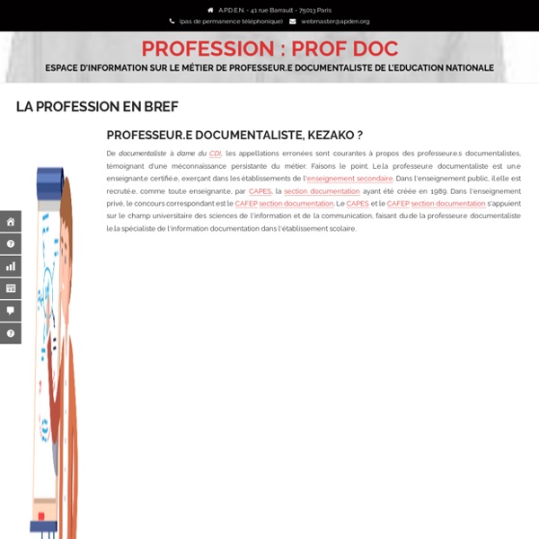 La profession en bref – PROFESSION : PROF DOC