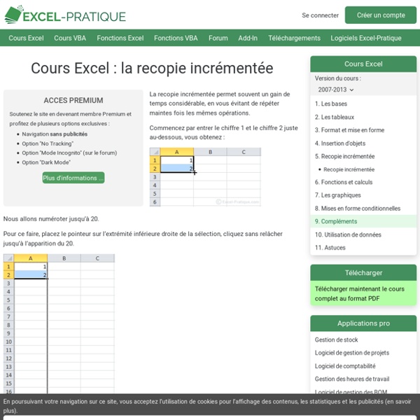 Cours Excel : la recopie incrémentée