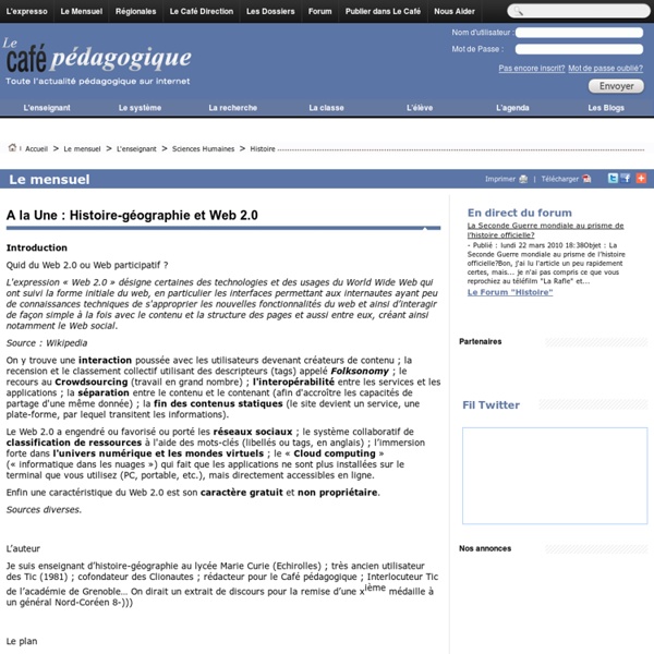 A la Une : Histoire-géographie et Web 2.0