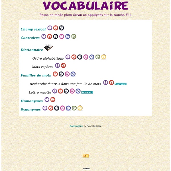 Ecole Lakanal - Exercices en ligne - Vocabulaire