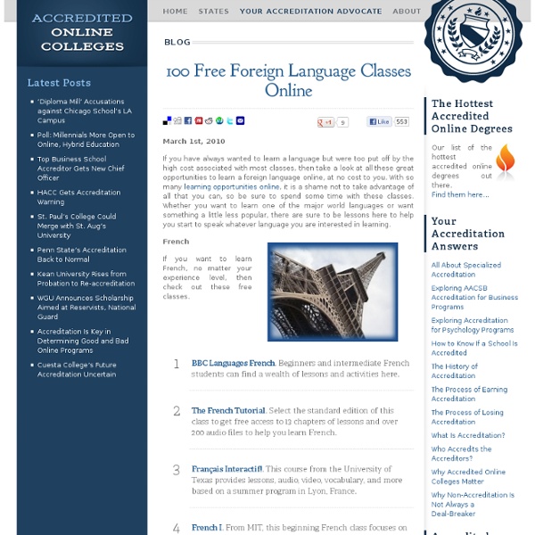 100 Free Foreign Language Classes Online