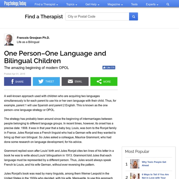 One Person–One Language and Bilingual Children