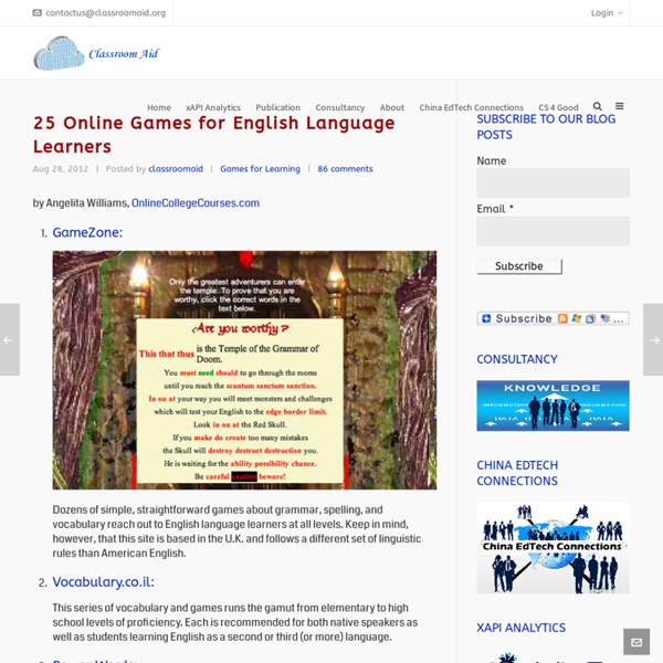 25 Online Games for English Language Learners