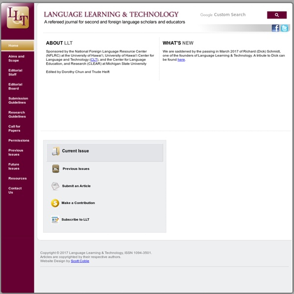 Language Learning & Technology - Home