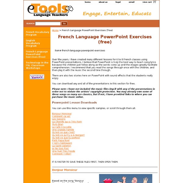 eTools for Language Teachers - Free French Language PowerPoint Exercises
