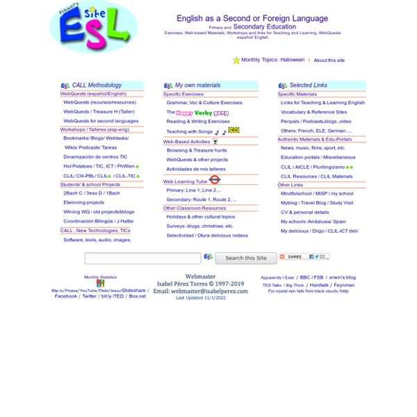 Isabel's ESL Site: English as a Foreign/Second Language in Secondary Education