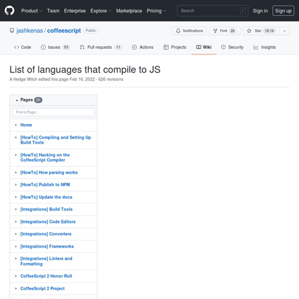 List of languages that compile to JS · jashkenas/coffeescript Wiki