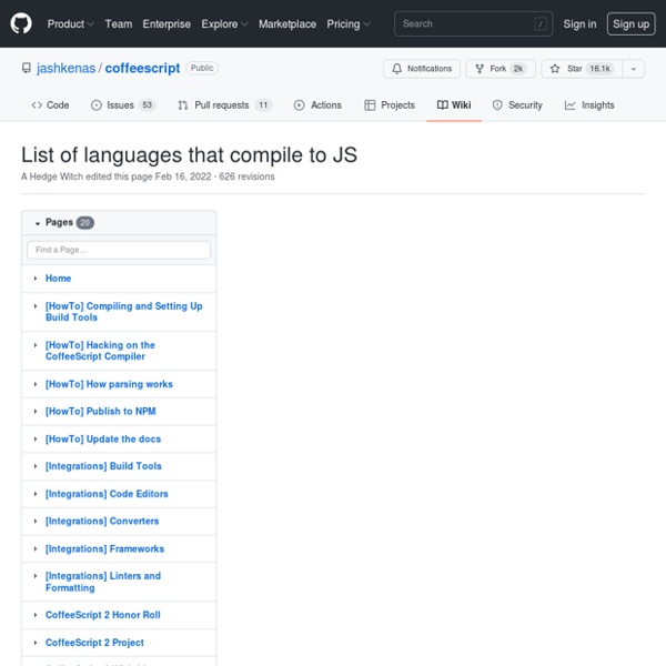 List of languages that compile to JS · jashkenas/coffee-script Wiki