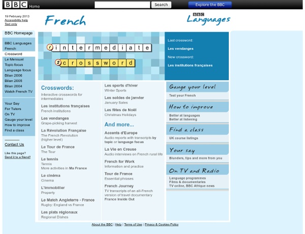Languages - Learn French - Crosswords