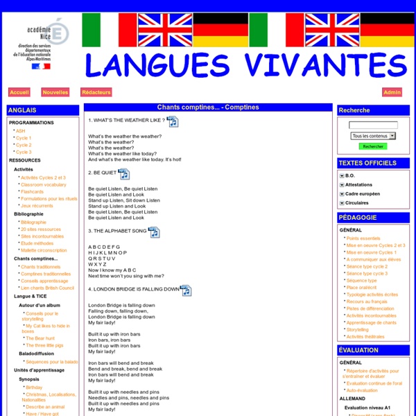Le site des langues vivantes 06 - Chants comptines... - Comptines