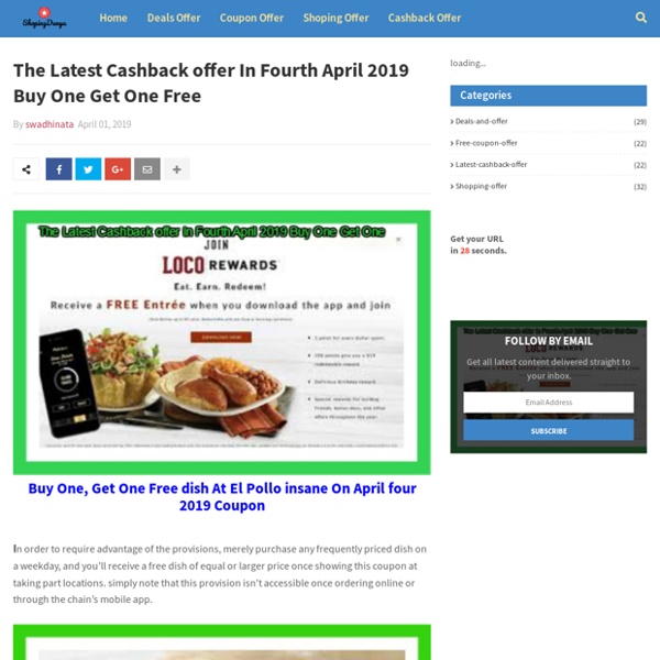 The Latest Cashback offer In Fourth April 2019 Buy One Get One Free
