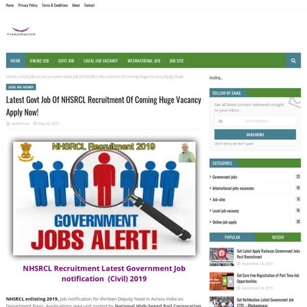 Latest Govt Job Of NHSRCL Recruitment Of Coming Huge Vacancy Apply Now!