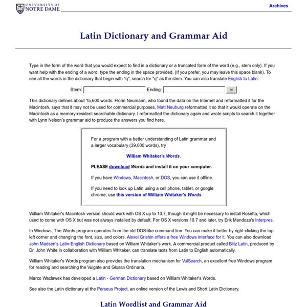Latin Dictionary and Grammar Aid