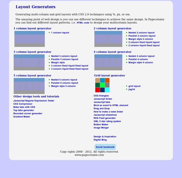 Layout generators - www.pagecolumn.com