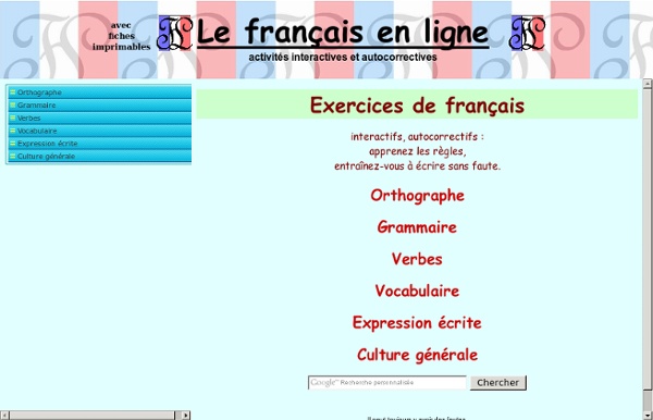 Le Français en ligne - Exercices de français