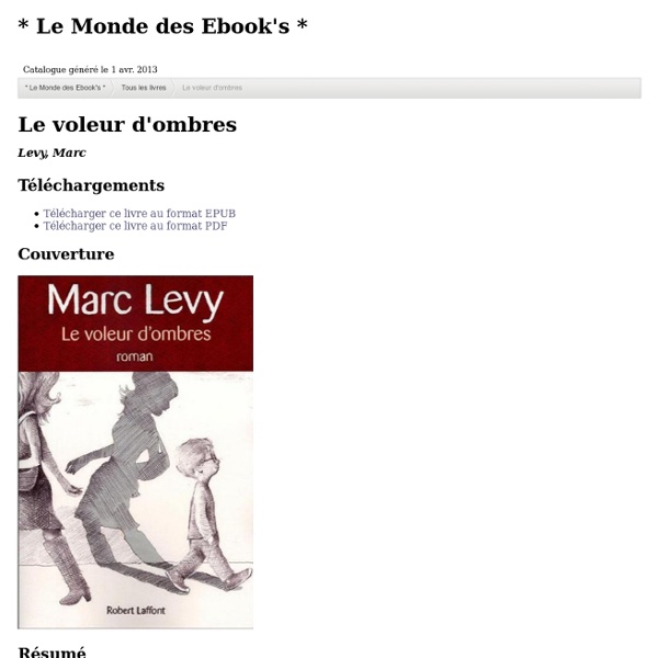 Le voleur d'ombre - Marc Lévy