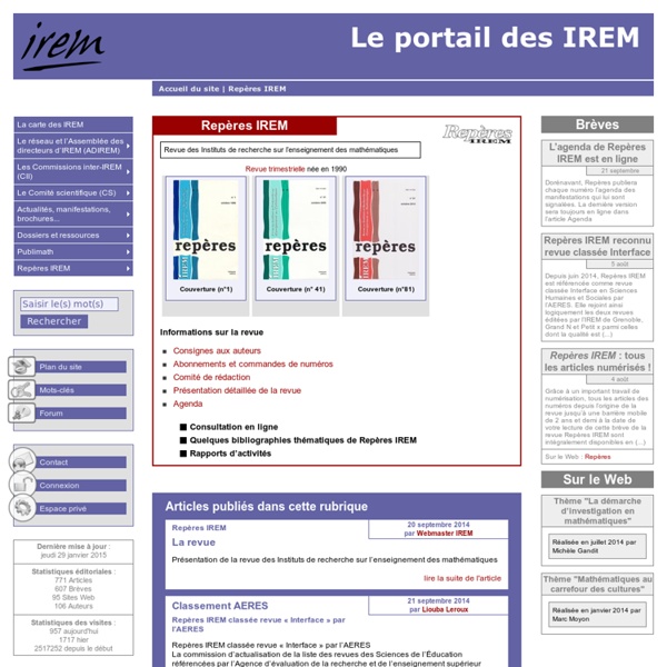 RUB. SITE + RSS IREM : revue Repères
