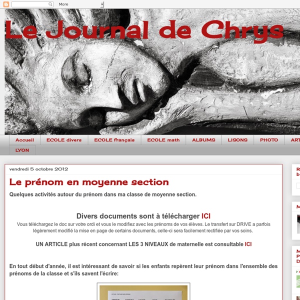 Le Journal de Chrys: Le prénom en moyenne section