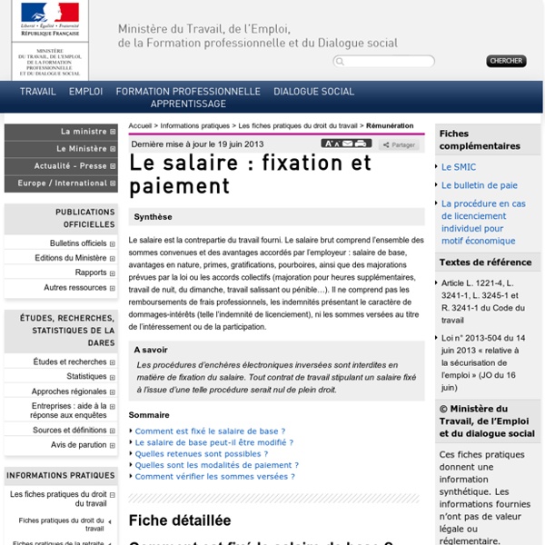 Le salaire : fixation et paiement