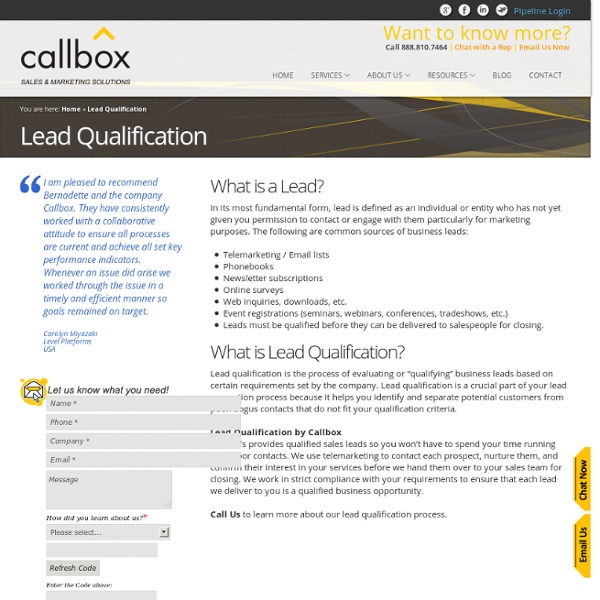 Lead Qualification