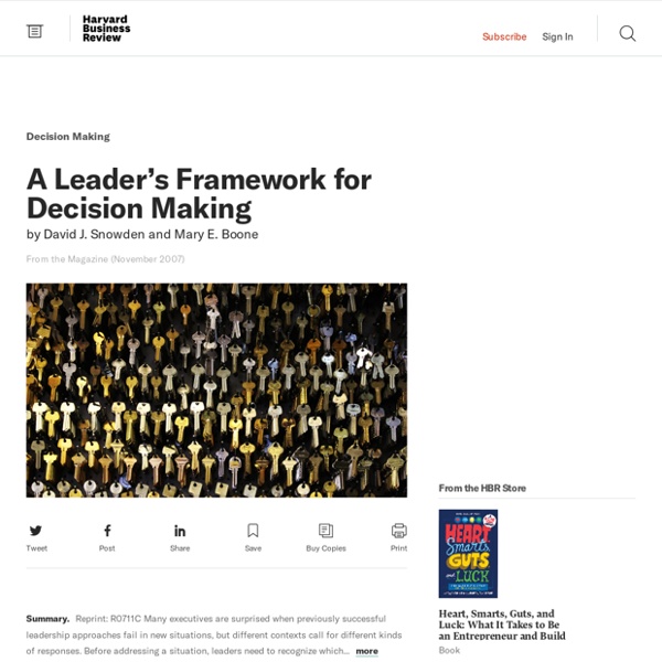 A Leader’s Framework for Decision Making