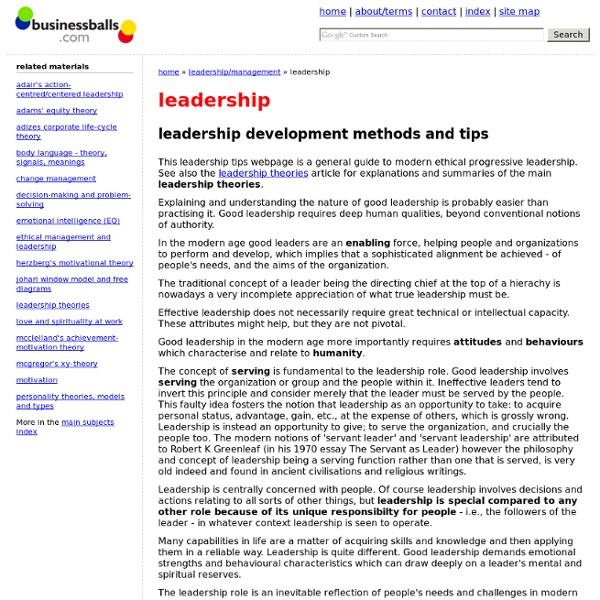 Leadership training, leadership tips, theory, skills, for leadership training and development