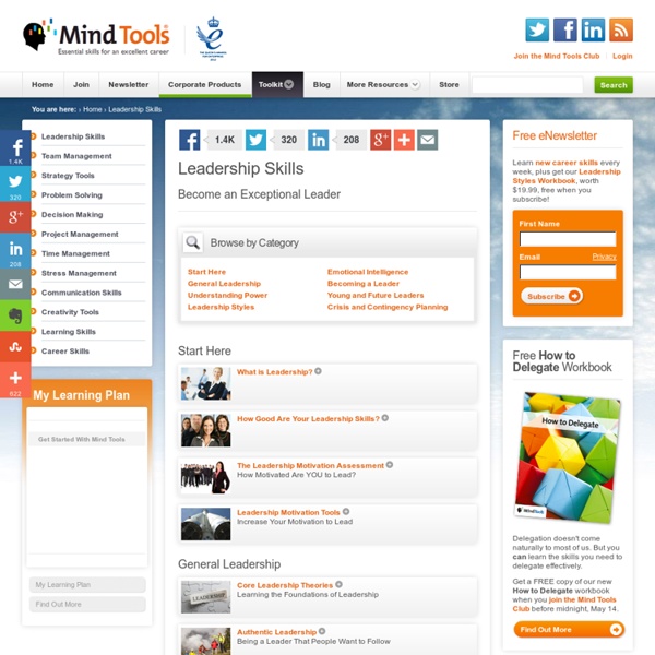 Leadership Skills, Techniques and Tools from MindTools