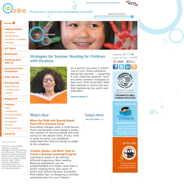 LD OnLine: The world's leading website on learning disabilities and ADHD