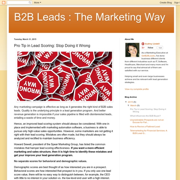 B2B Leads : The Marketing Way: Pro Tip in Lead Scoring: Stop Doing it Wrong
