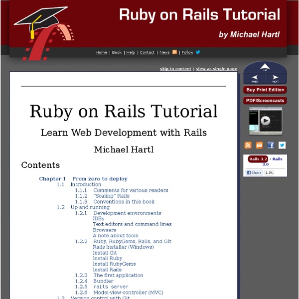 Ruby on Rails Tutorial: Learn Rails by Example book and screencasts by Michael Hartl