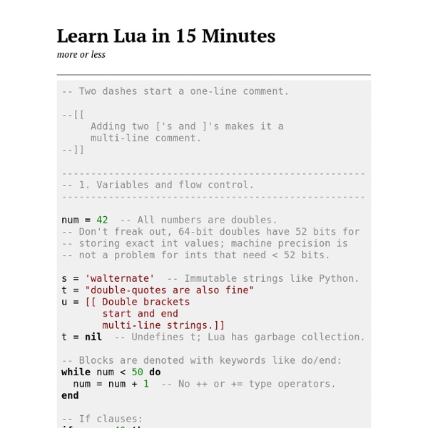 Learn Lua in 15 Minutes