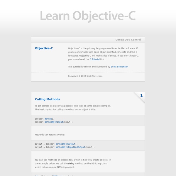 Cocoa Dev Central: Learn Objective-C