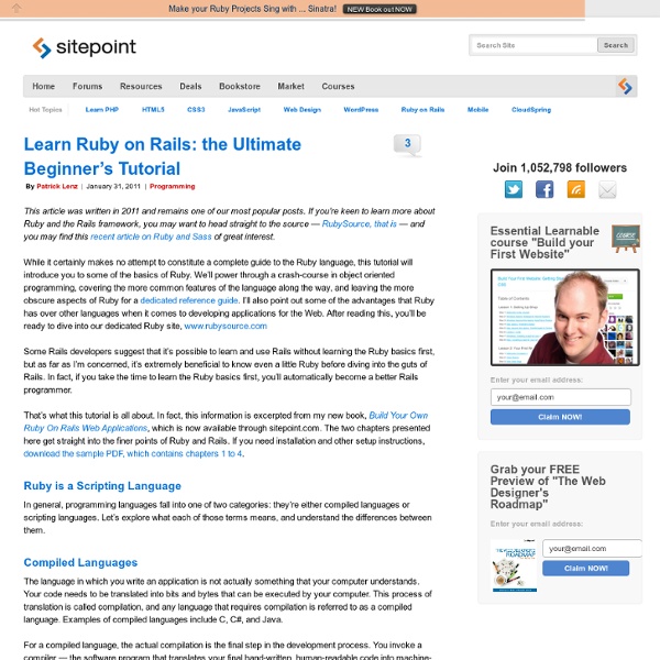 Learn Ruby on Rails: the Ultimate Beginner's Tutorial [Server Side Essentials]