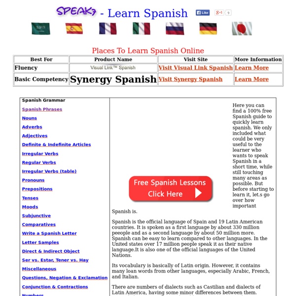 Learn Spanish Online Free - Learning Spanish