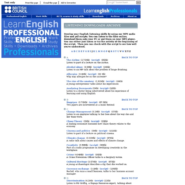 Listening downloads - British Council - LearnEnglish - Professionals